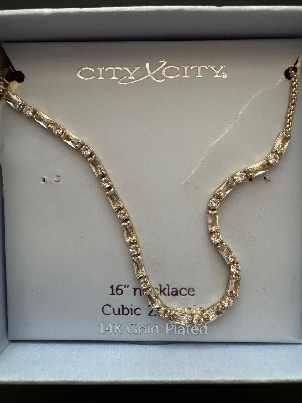 14K Gold Plated Cubic Zirconia Necklace - Gold
